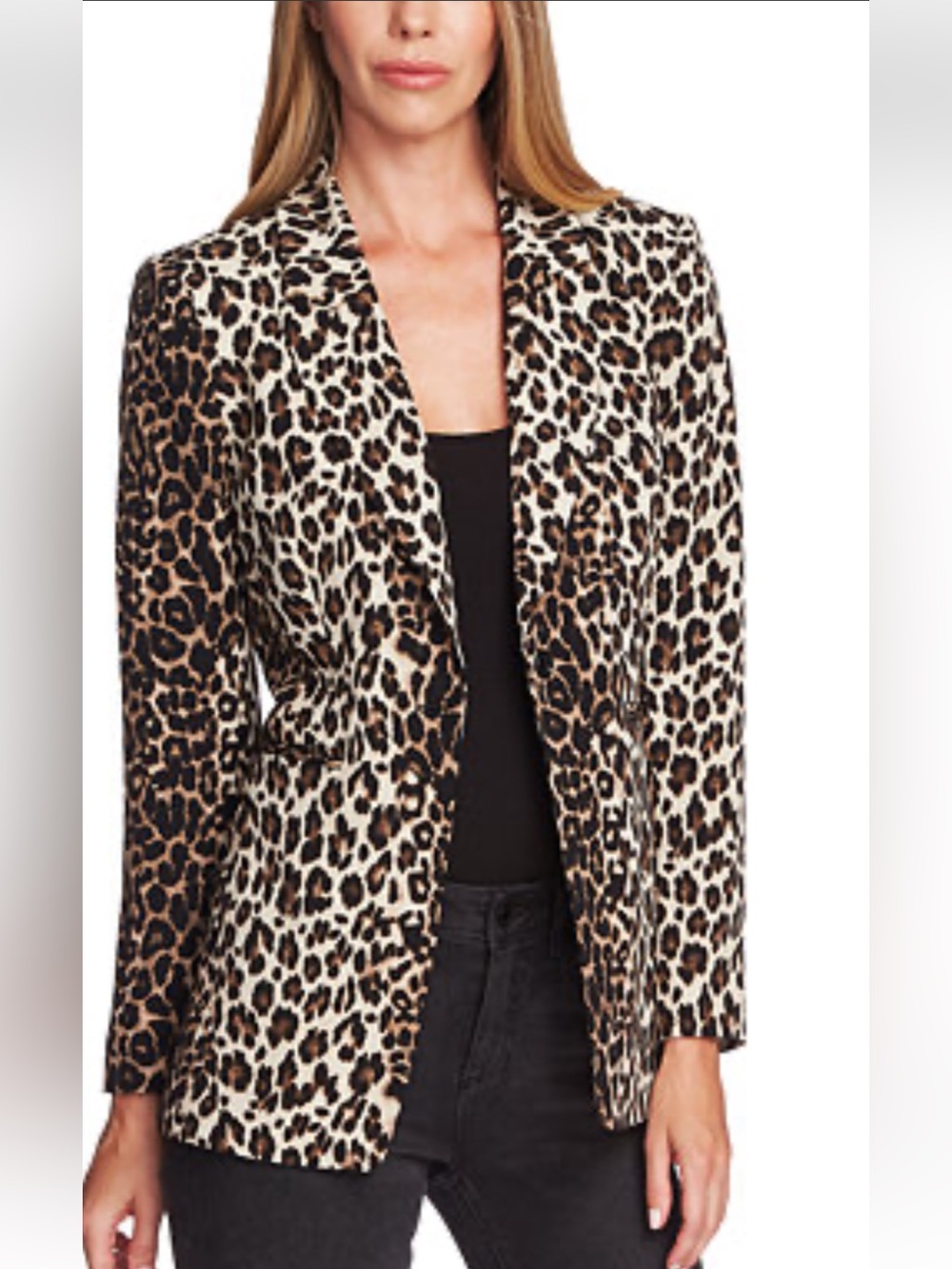 Laundry By Shelli Segal Leopard Print Blazer in Black and Cream